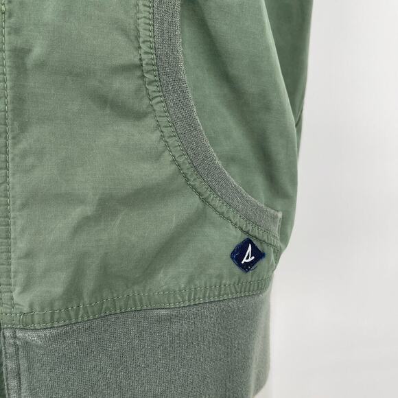 Sperry Top Sider Hide Away Hoodie Vest Thyme with Orange Accents Size Small - Picture 3 of 8